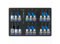 Набор торцевых насадок 1/2"", TORX, HEX, L = 80 мм, ложемент, 18 предметов